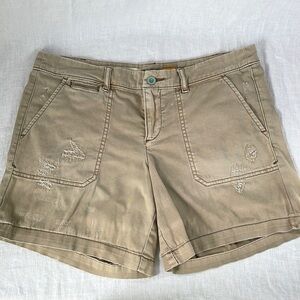 Anthropologie Pilcro Hyphen Fit Khaki Shorts Distressed Size 29